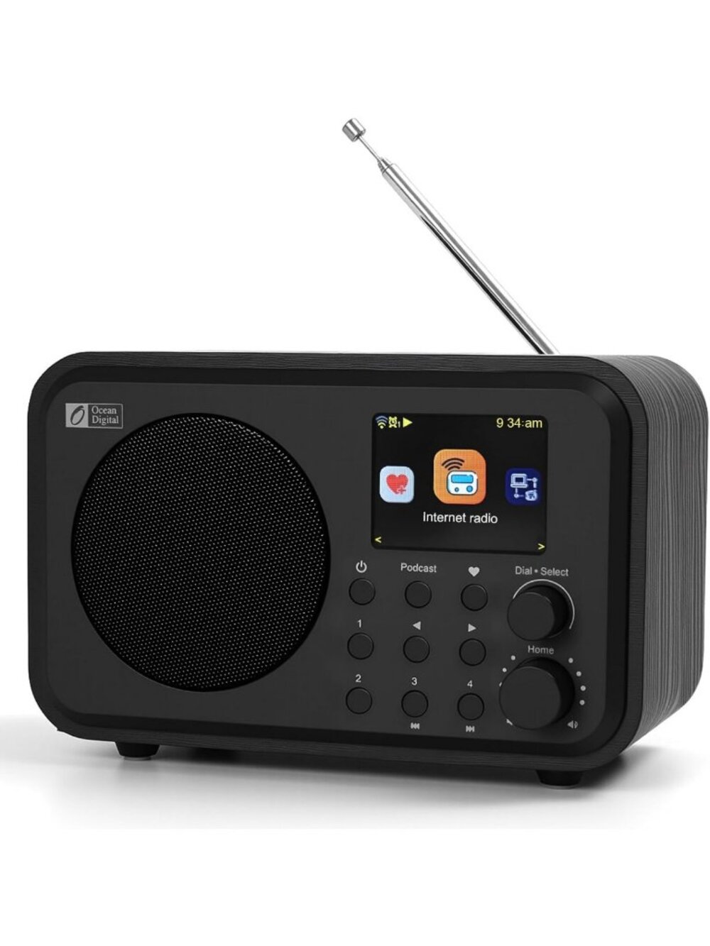 Wi-Fi FM Radio & Bluetooth Speaker with Color Display, USB Playback, Dual Alarm